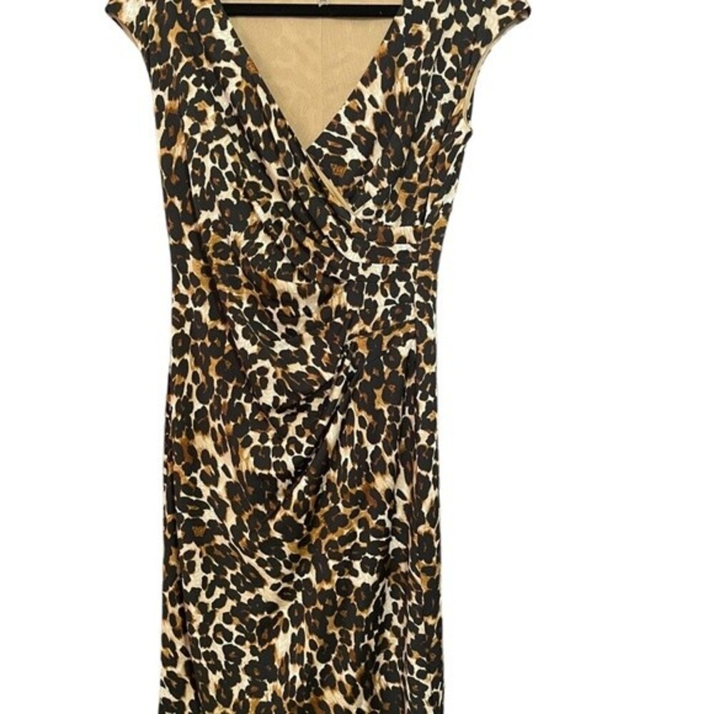 Evan Picone Black Label Women's Sleeveless Animal Print Wrap Dress - Picture 6 of 8